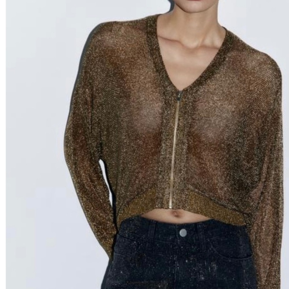 ZARA bronze metallic cardigan
